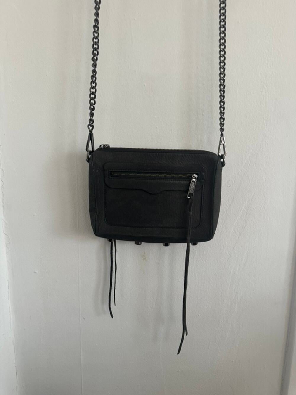 REBECCA MINKOFF Women's Black Leather Studded Crossbody